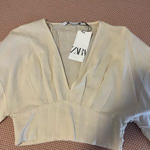 Zara NWT TAILORED WAIST CROPPED BLOUSE